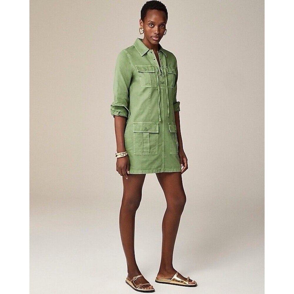 J.Crew Harbour Long Sleeves dress in drapey cotton NWT Size Large L $168